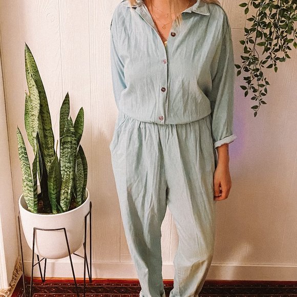 Vintage Chambray Jumpsuit - Picture 1 of 4